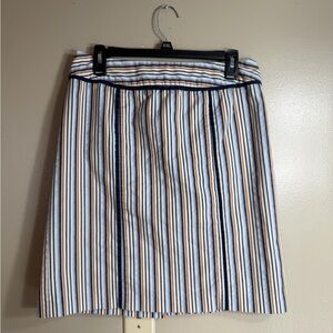 Requirements Y2K Striped Mini Skirt Blue Tan White Preppy A-Line Size 10